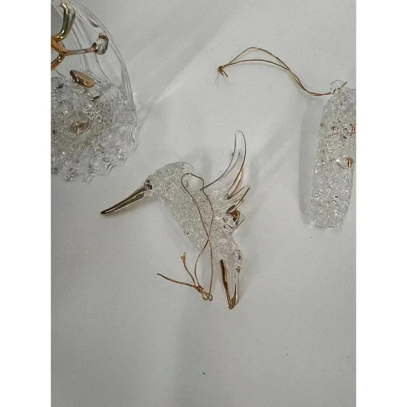 VINTAGE 8 Piece Clear Glass Spaghetti/Spun Glass Ornaments NATIVITY TREE ANGELS - Picture 8 of 12